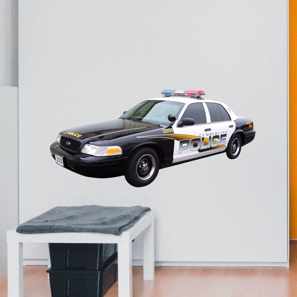 23x48 inch Ford Interceptor Police Car Decal Installed Above Bench