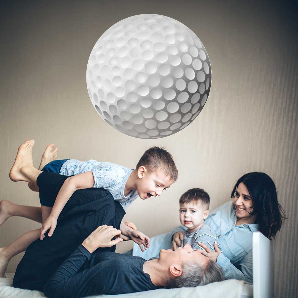 48 inch Golf Ball Wall Decal Installed in Kids Room