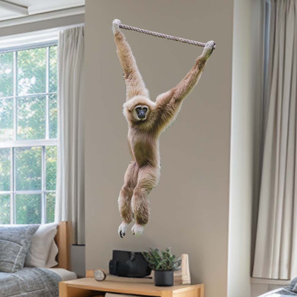 48 inch Monkey Hanging On Rope Wall Decal Installed Near Window