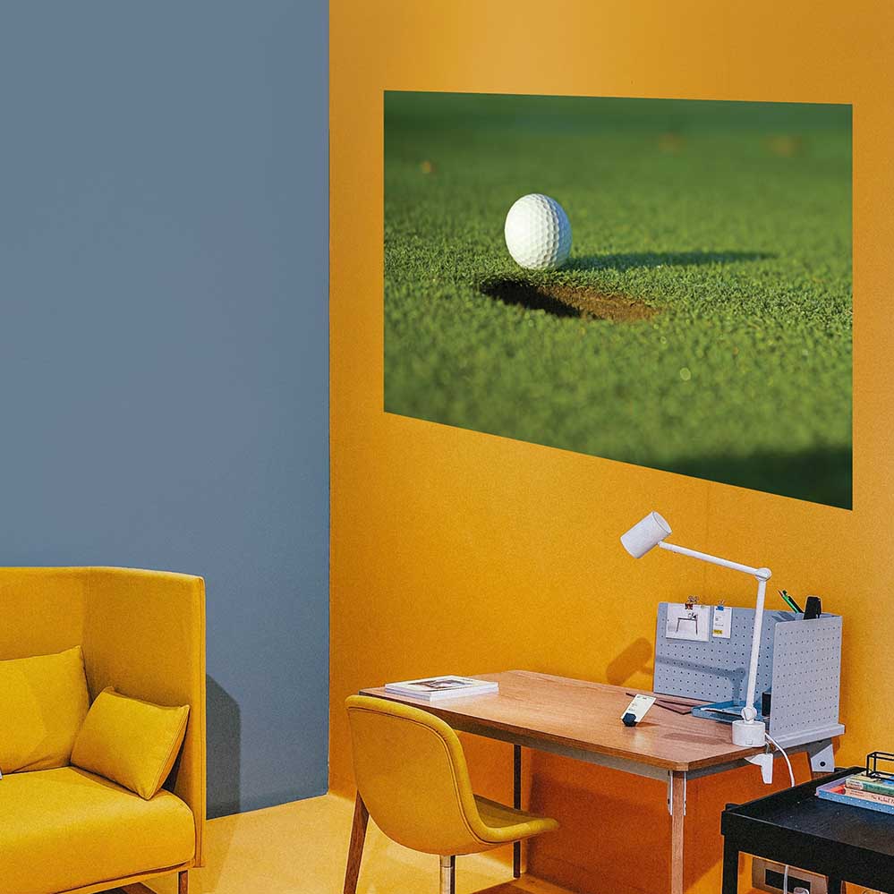 32x48 inch Lag Putt Gloss Poster Installed Above Desk