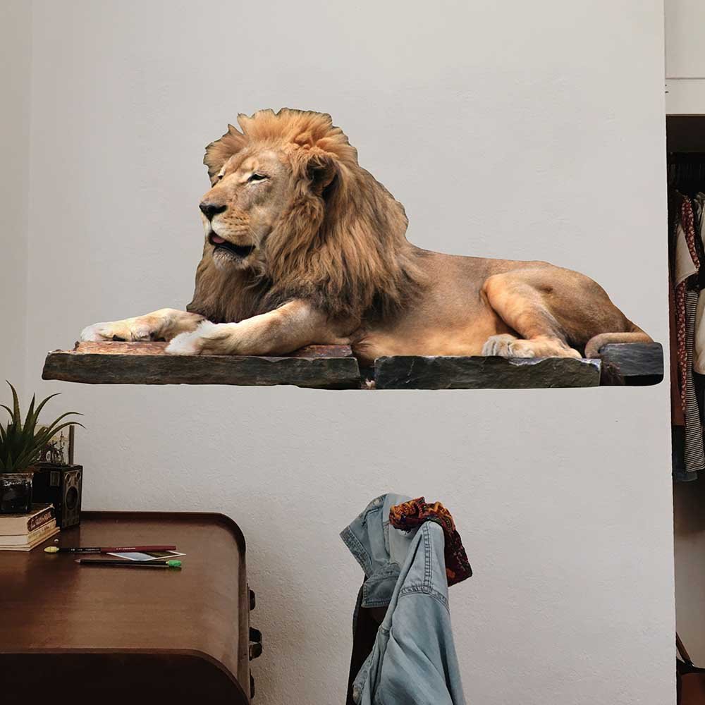 48 inch Lion Resting Wall Decal Installed in Bedroom