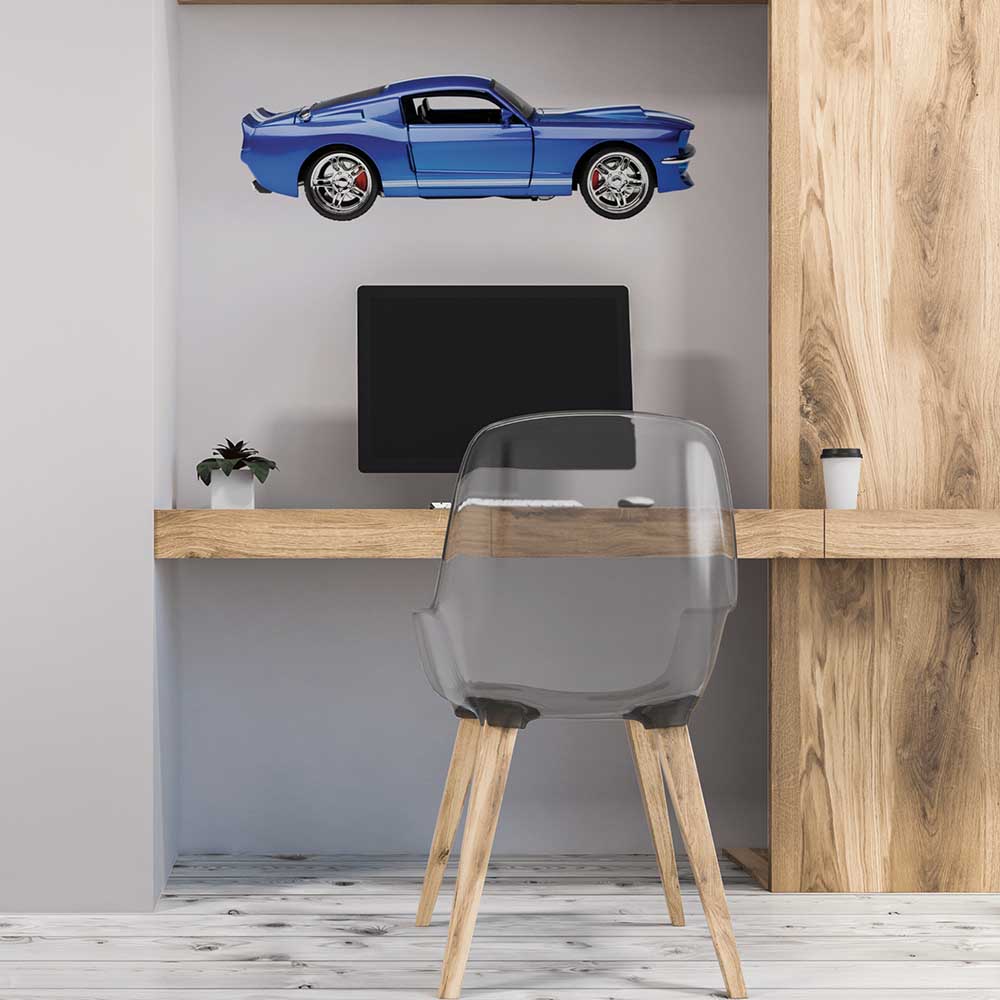 16x48 inch Mustang Fastback II Decal Installed Above Desk