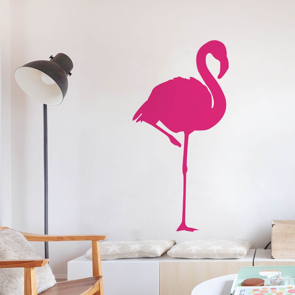 48 inch Pink Flamingo Silhouette Wall Decal Installed on Wall