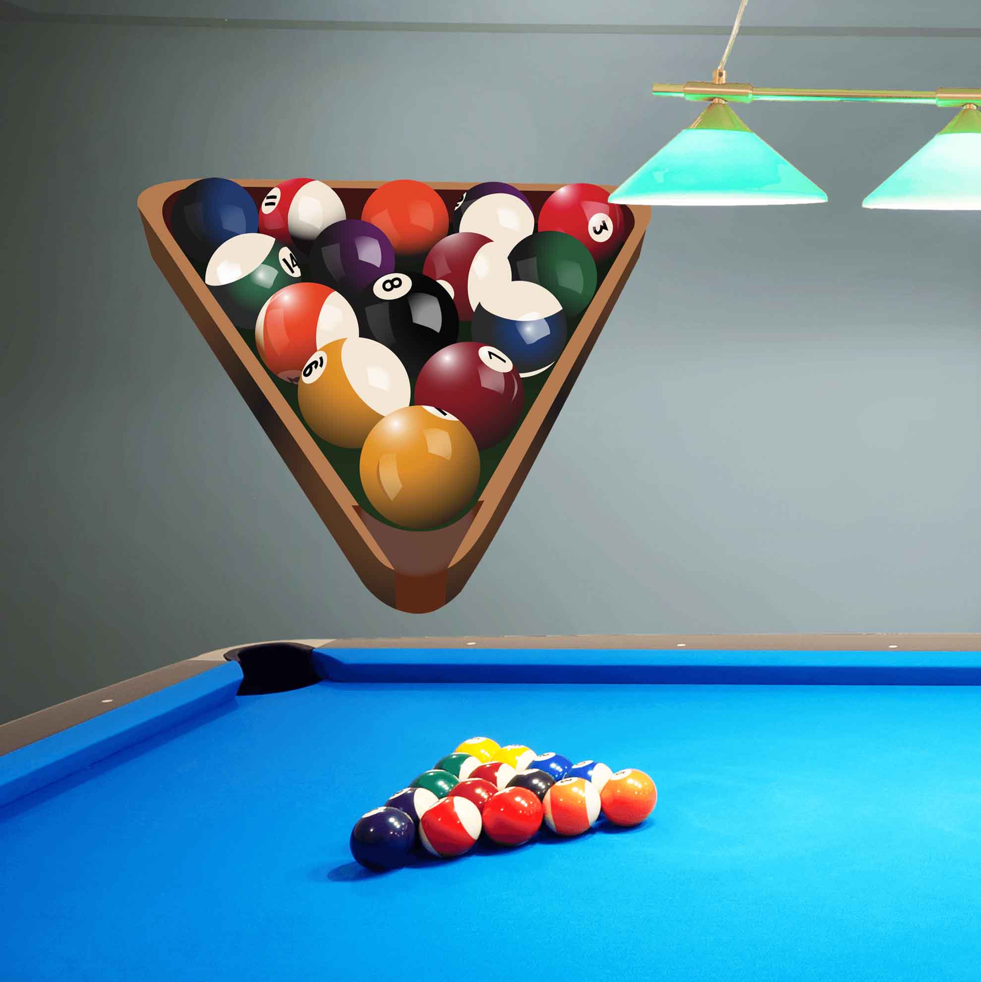 48x48 inch Pool Balls Decal Installed in Game Room