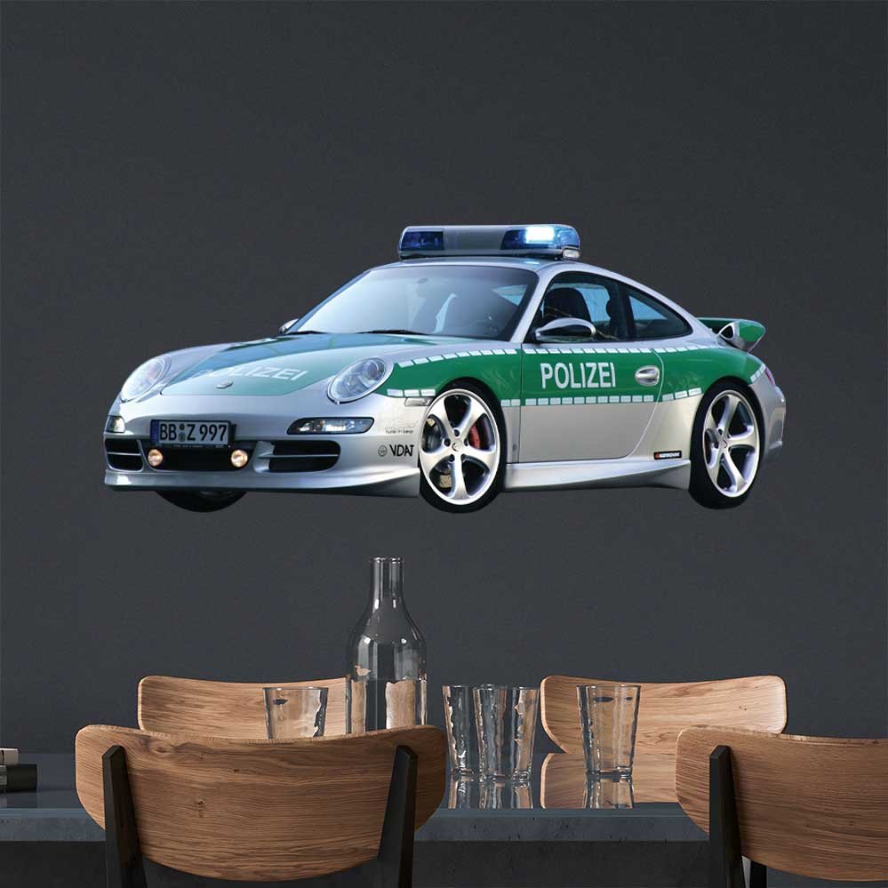 20x48 inch Porsche Police Car Decal Installed in Dining Area