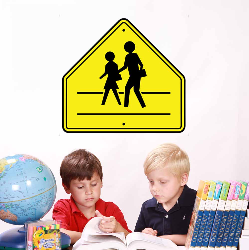48 inch School Crossing Sign Decal Installed in Kids Room