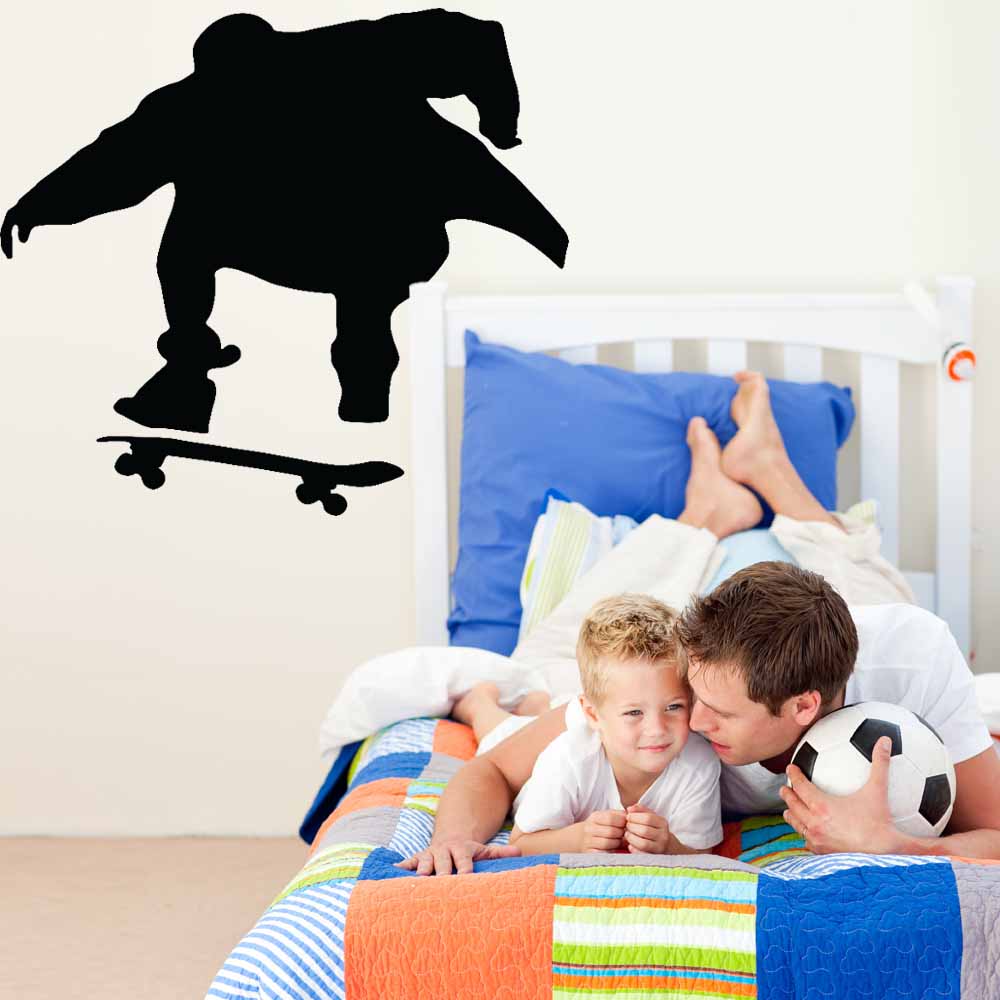 48 inch Skateboard Air Silhouette Wall Decal Installed in Boys Room