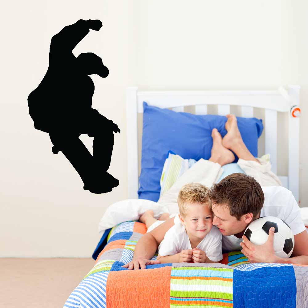 48 inch Skateboard Blunt Silhouette Wall Decal Installed in Boys Room