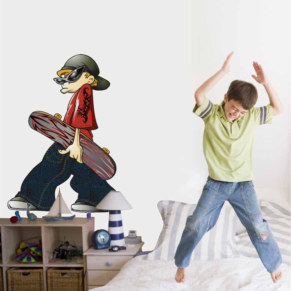 48 inch Skateboard Dude Wall Decal Installed in Boys Room
