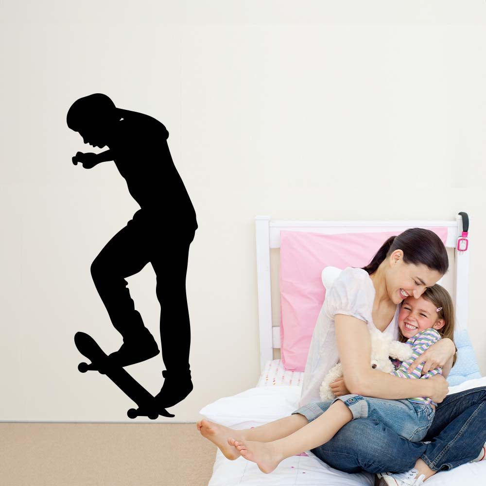 60 inch Skateboard Spacewalk Silhouette Wall Decal Installed in Girls Room