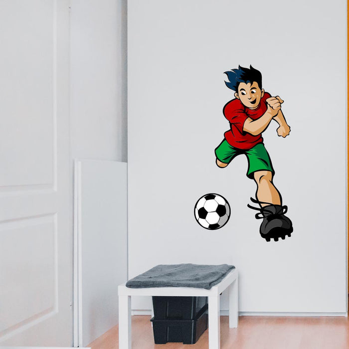 36 inch Soccer Boy Wall Decal Installed in Laundry Room