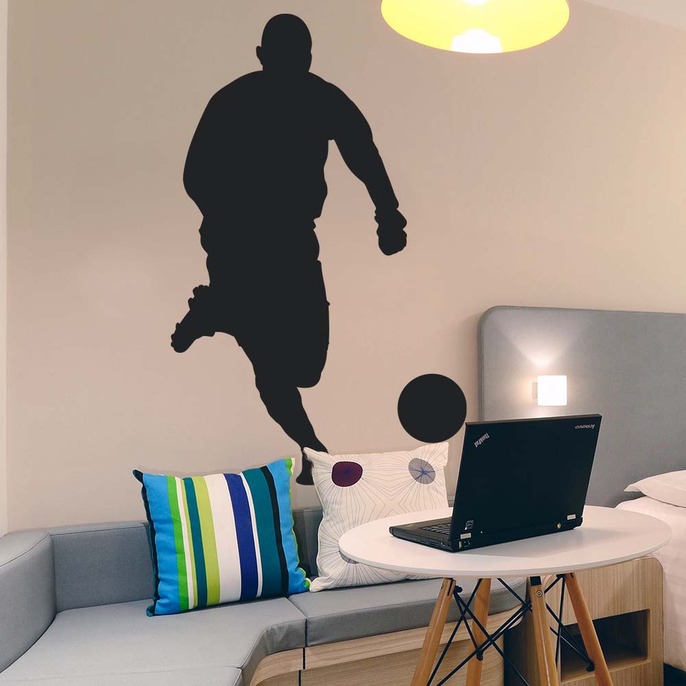 48 inch Soccer Silhouette I Wall Decal Installed in Bedroom