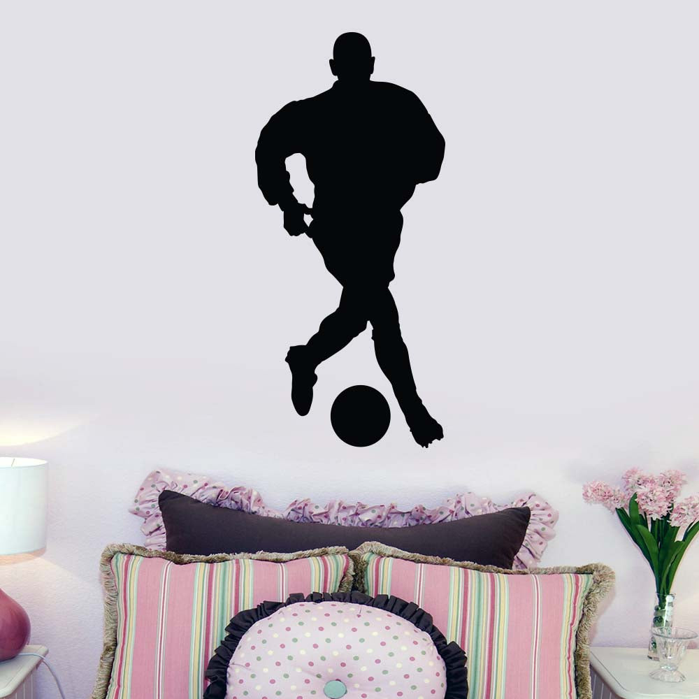 48 inch Soccer Silhouette III Wall Decal Installed in Girls Room