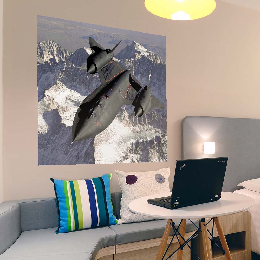 48 inch SR-71 Blackbird in Flight Gloss Poster Installed in Bedroom