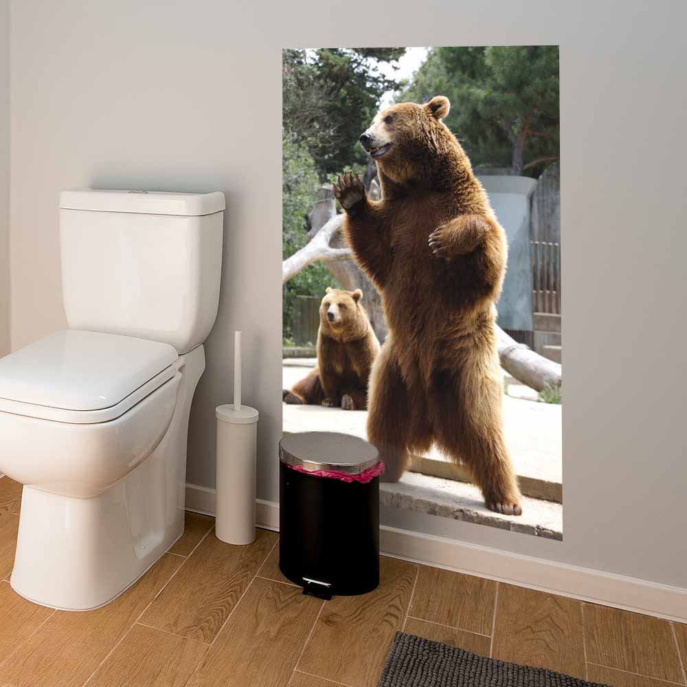 48 inch Standing Bear Decal Installed in Bathroom