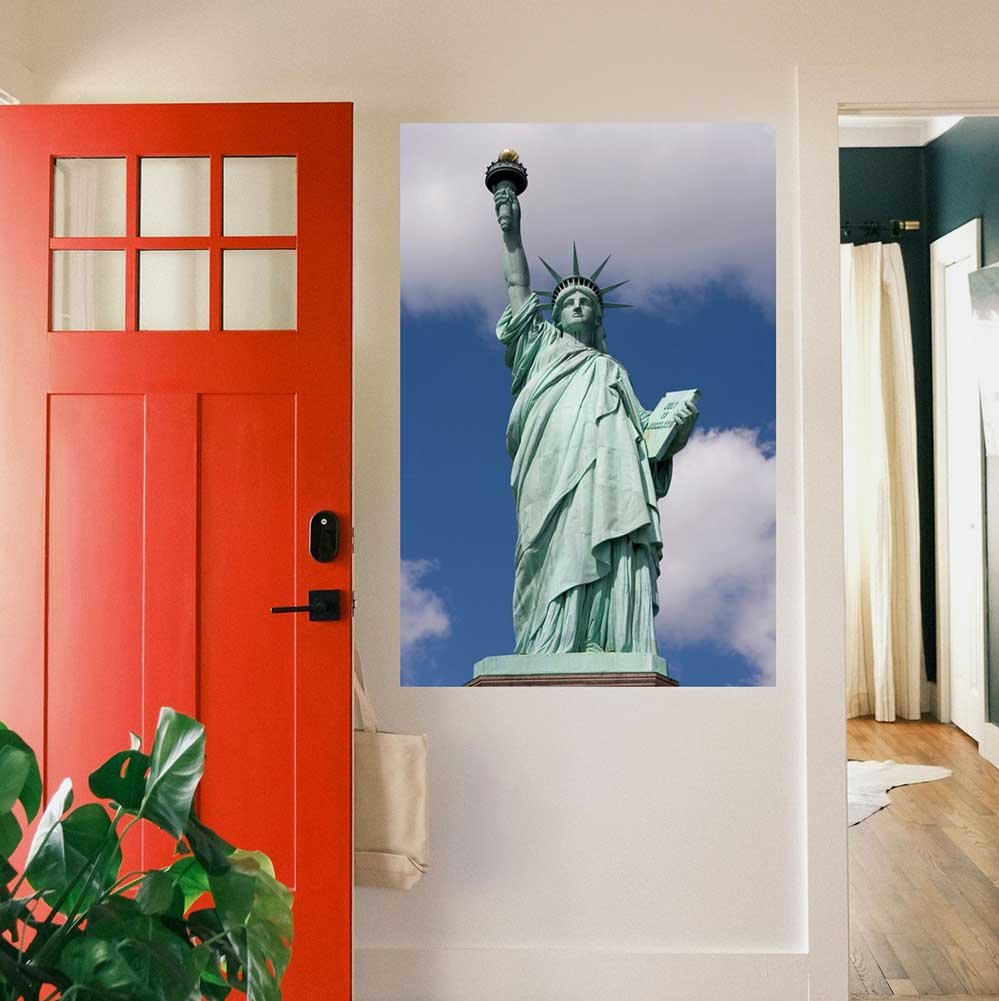 32x48 inch Statue of Liberty Against Blue Sky Decal Installed in Foyer