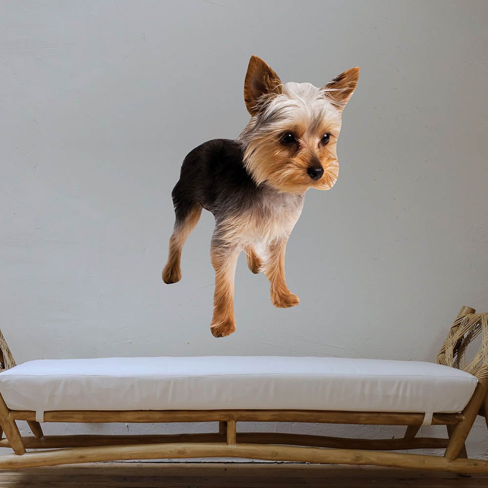 48 inch Terrier Puppy Decal Installed Above Bench