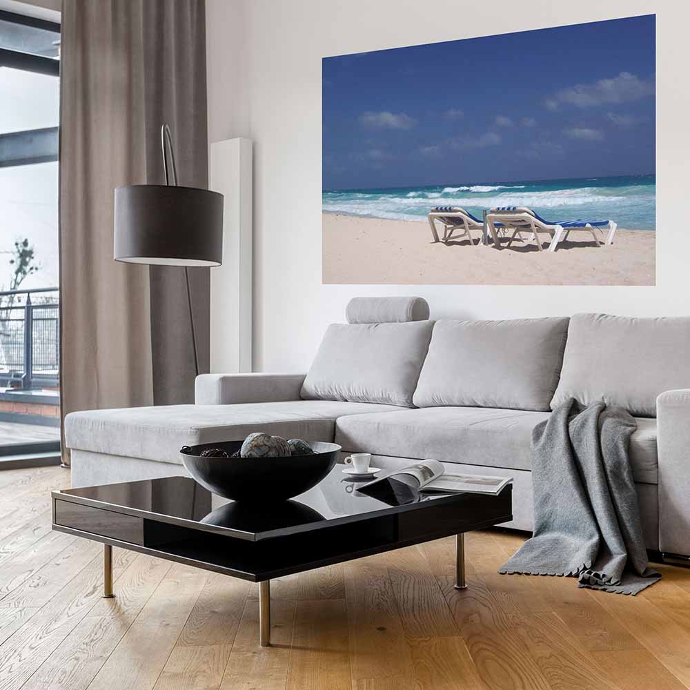 48 inch Paradise Beach Decal Installed in Living Room
