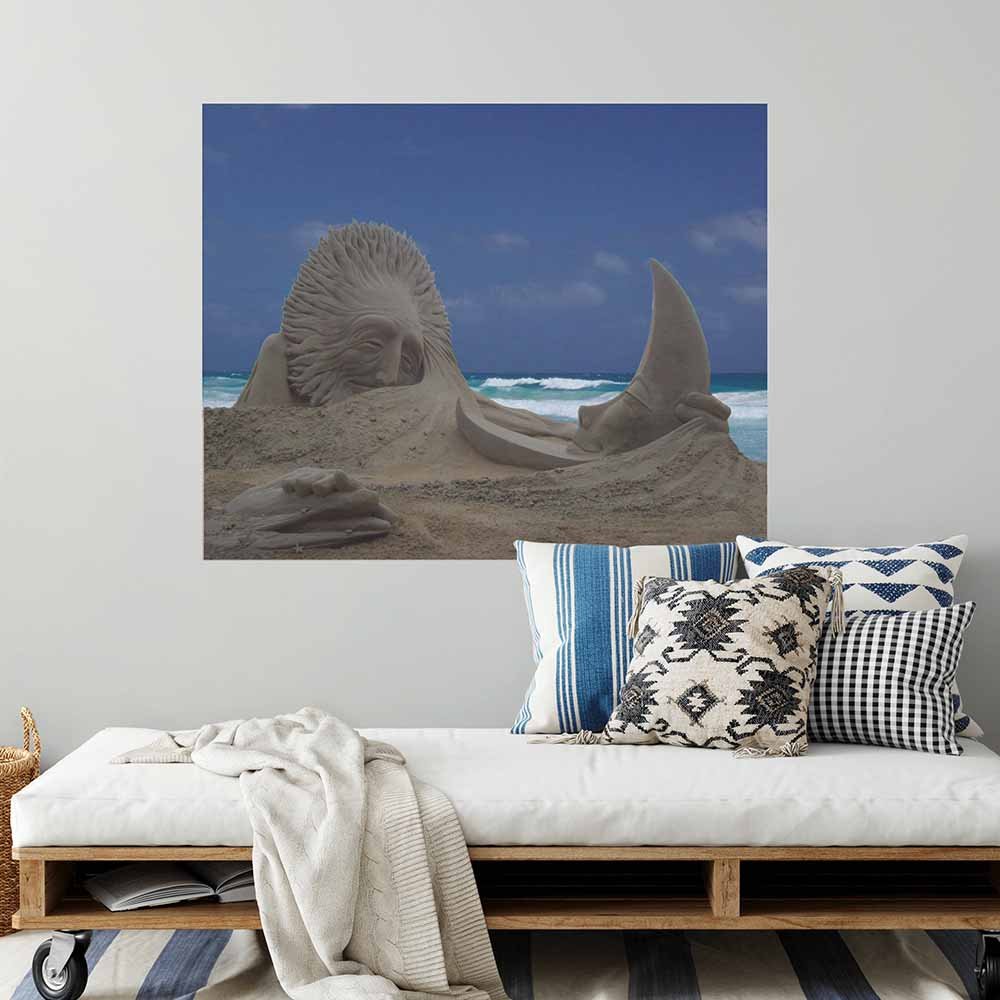 48 inch Paradise Sun & Moon Poster Displayed in Bedroom