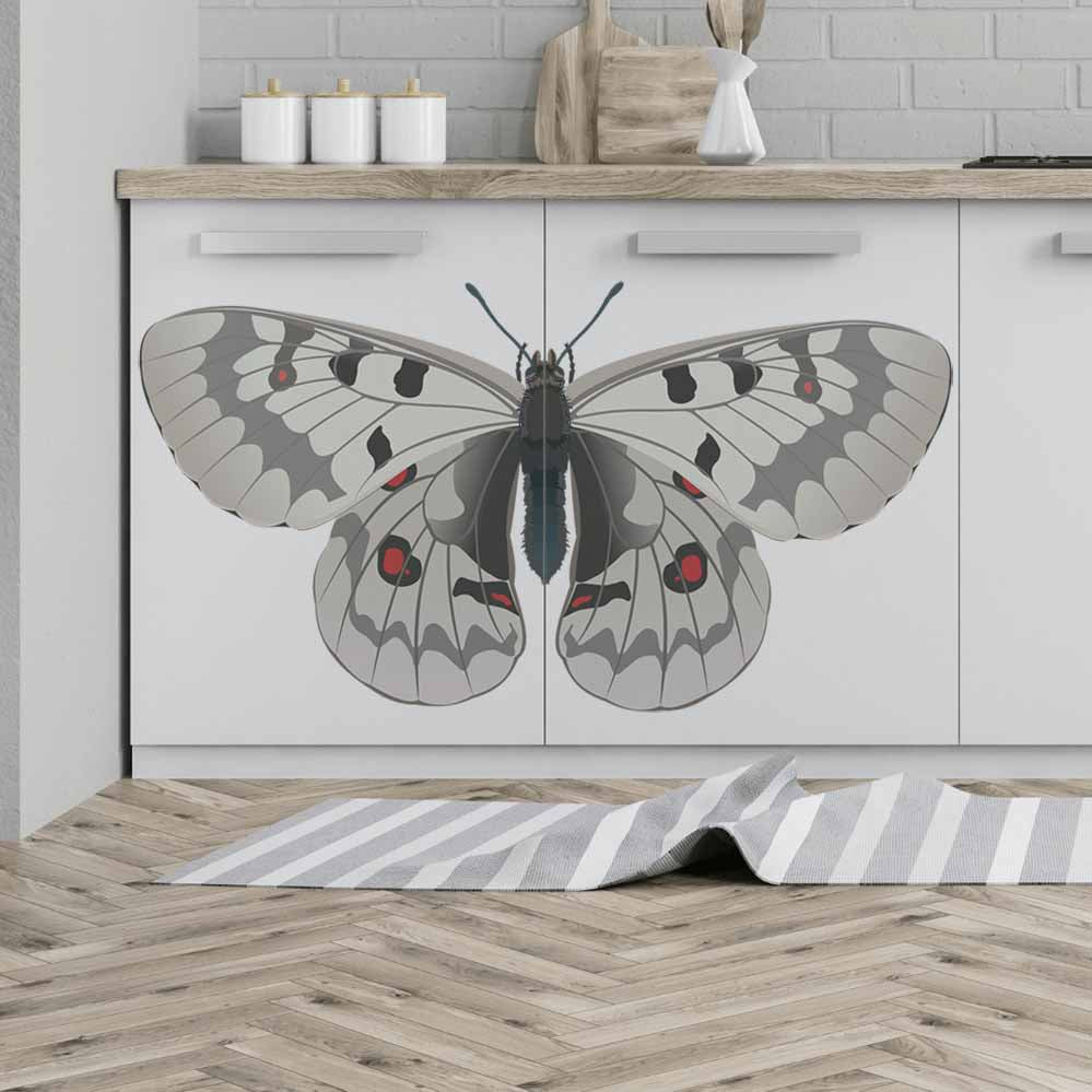 25x48 inch Apollo Butterfly Decal Installed on Kitchen Cabinets