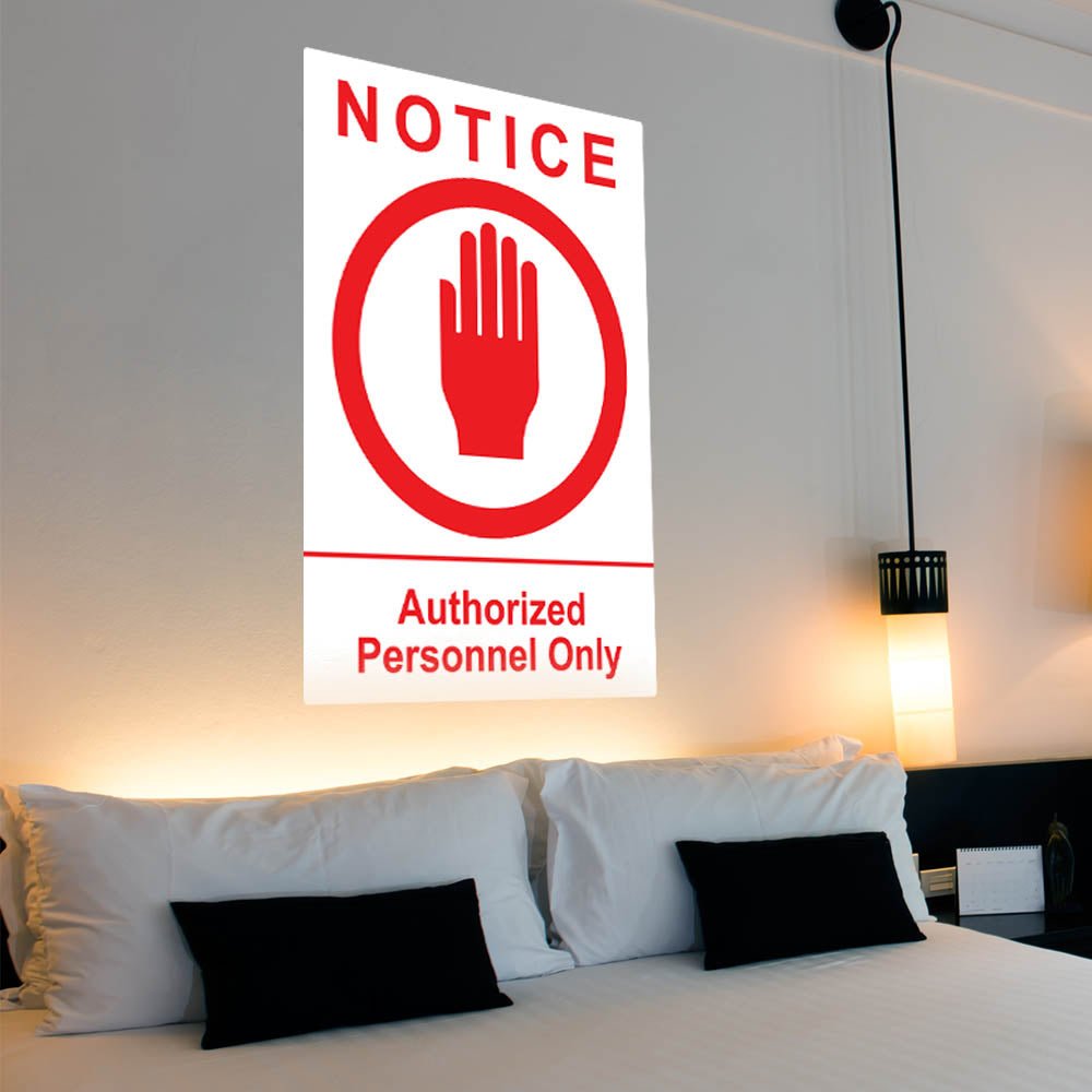 48 inch Authorized Personnel Sign Decal Installed in Bedroom