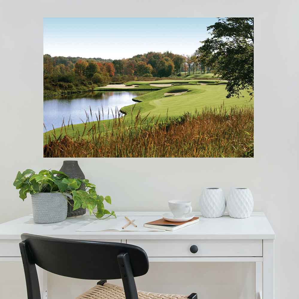 32x48 inch Autumn Golf Course Poster Installed Above Desk