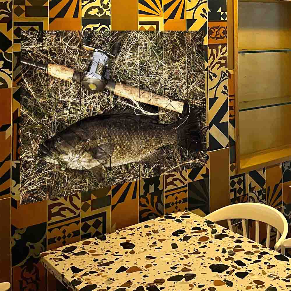 32x48 inch Catch of the Day Decal Installed in Cafe