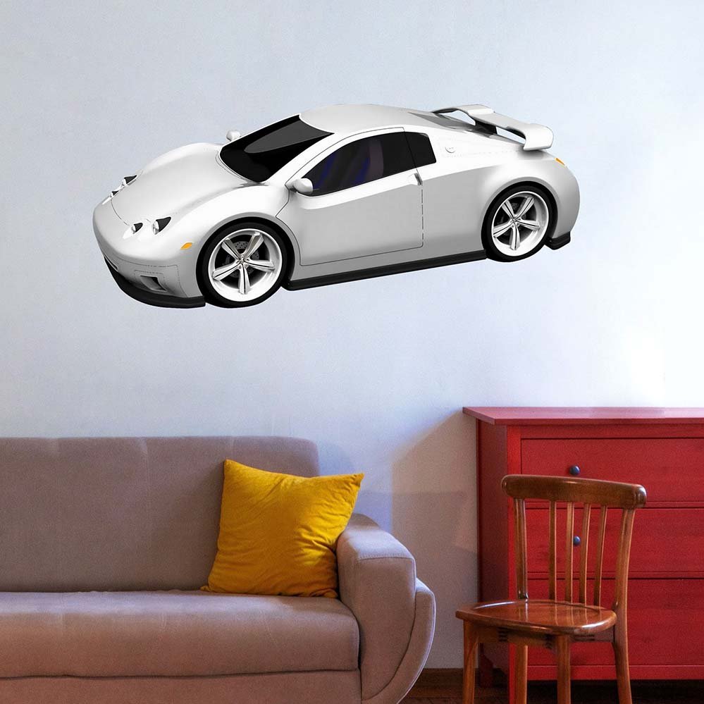 48 inch concept car decal installed on wall