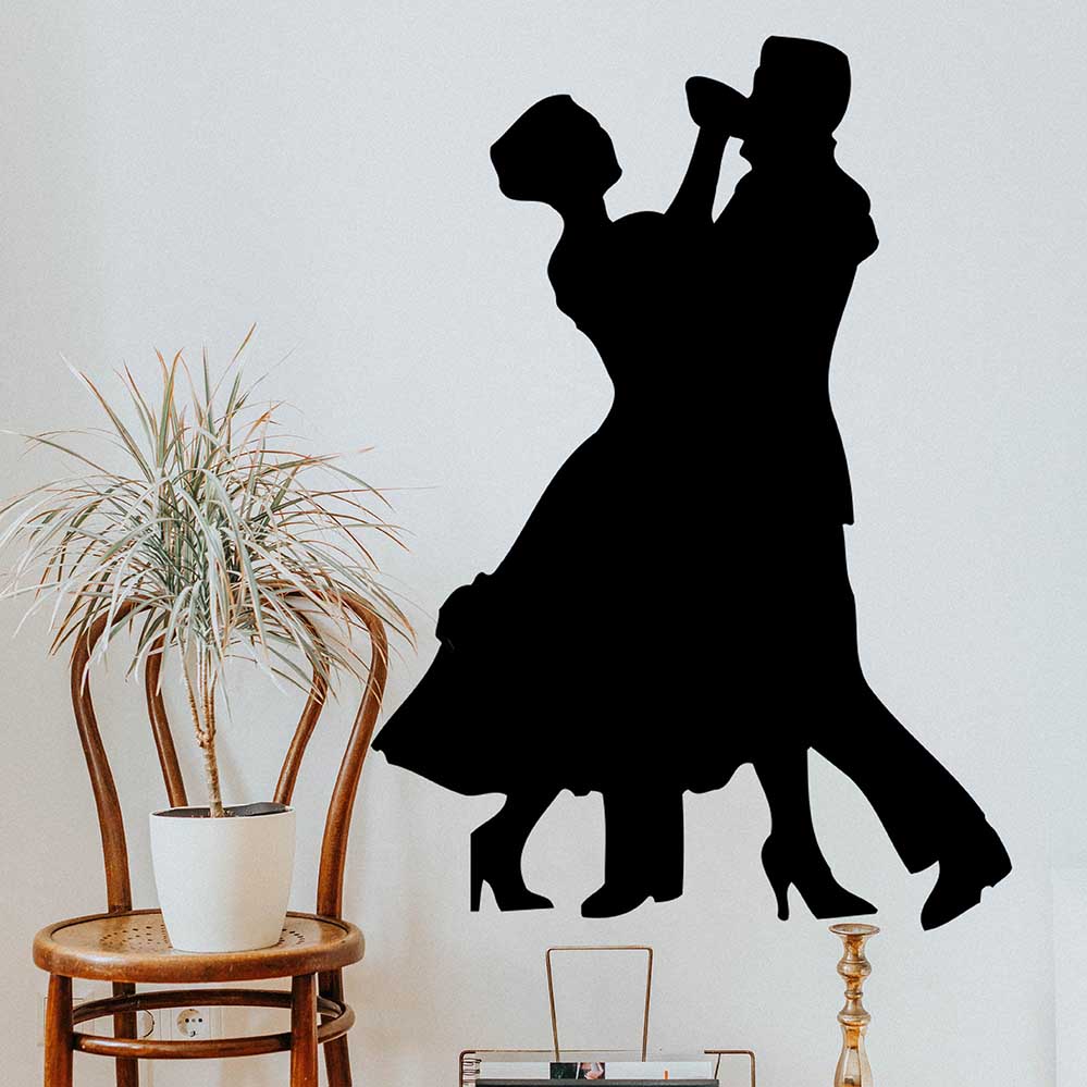 34.5x48 inch Couple Dancing Silhouette Decal Installed by Chair