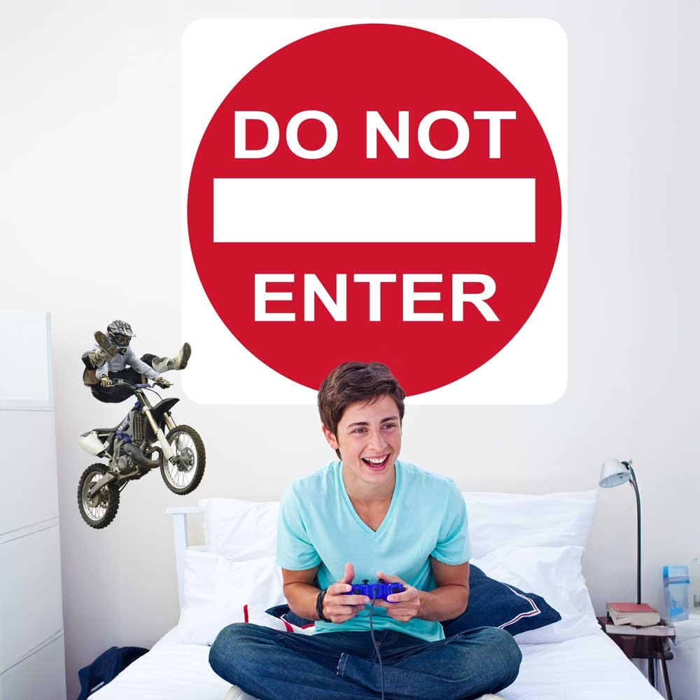 48 inch Do Not Enter Sign Decal Installed in Teens Room