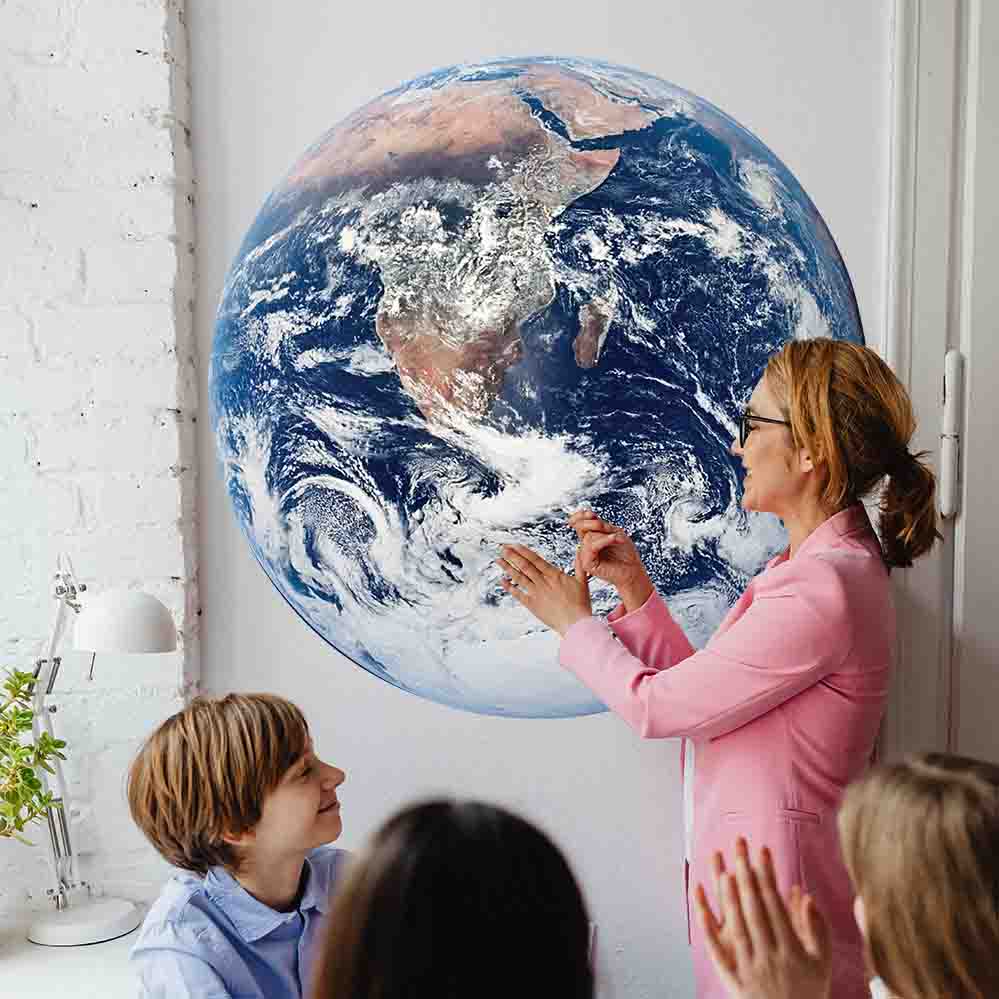 48x48 inch Earth Wall Decal Installed on Wall