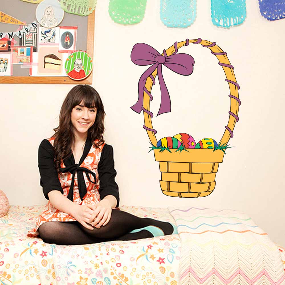 33 inch x 48 inch Easter Basket Wall Decal Installed in Dorm Room