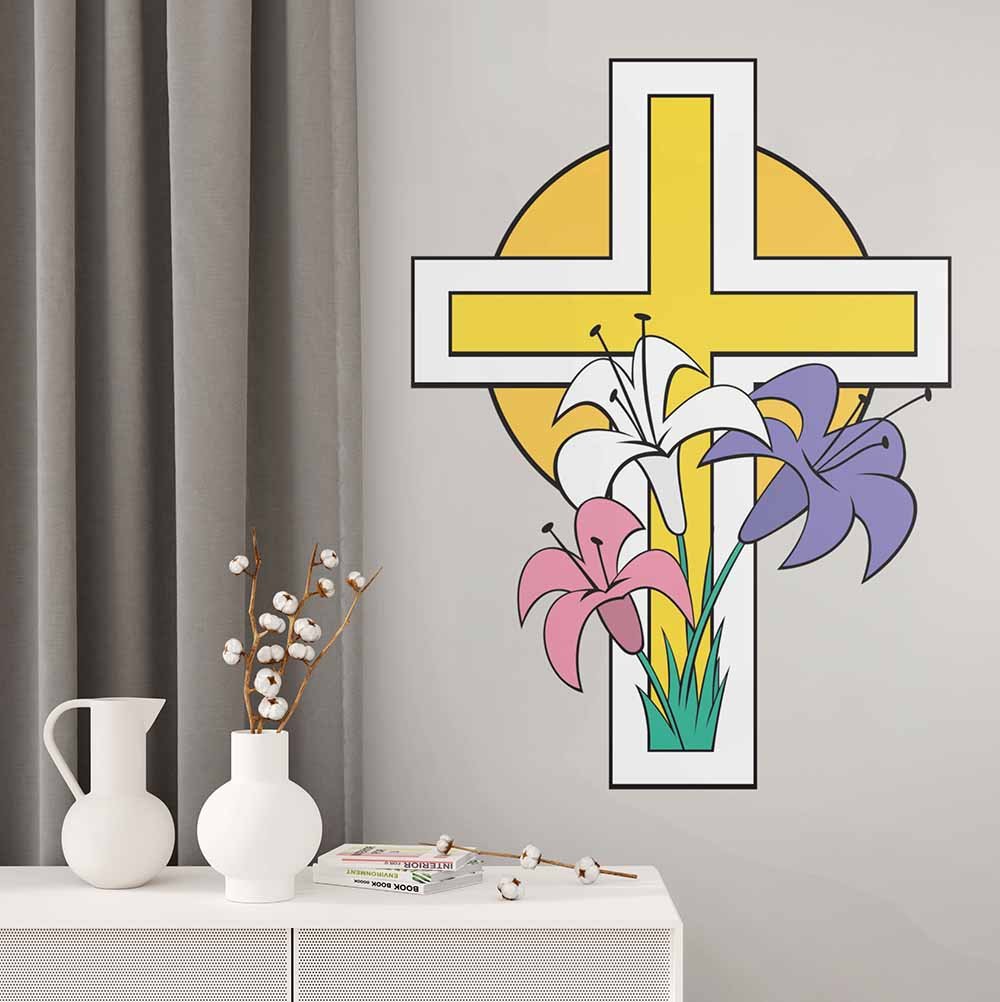 35.5x48 inch Easter Cross Decal Installed Above Dresser