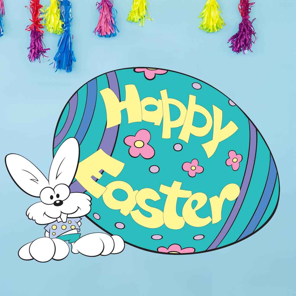 32 x 48 inch Happy Easter Egg & Bunny Decal Installed