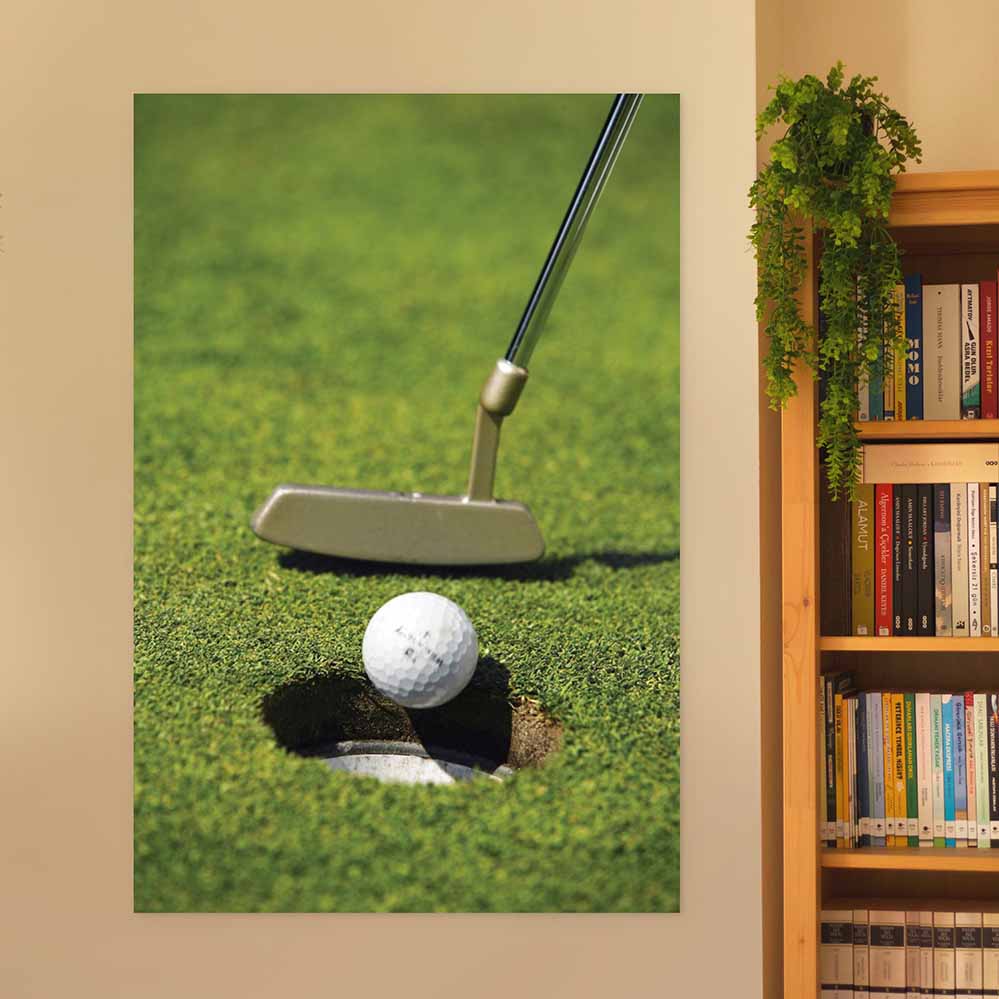 32x48 inch In the Heart Golf Poster Installed by Bookcase
