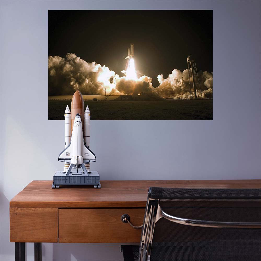 32x48 inch Space Shuttle Launch Decal Installed Above Desk