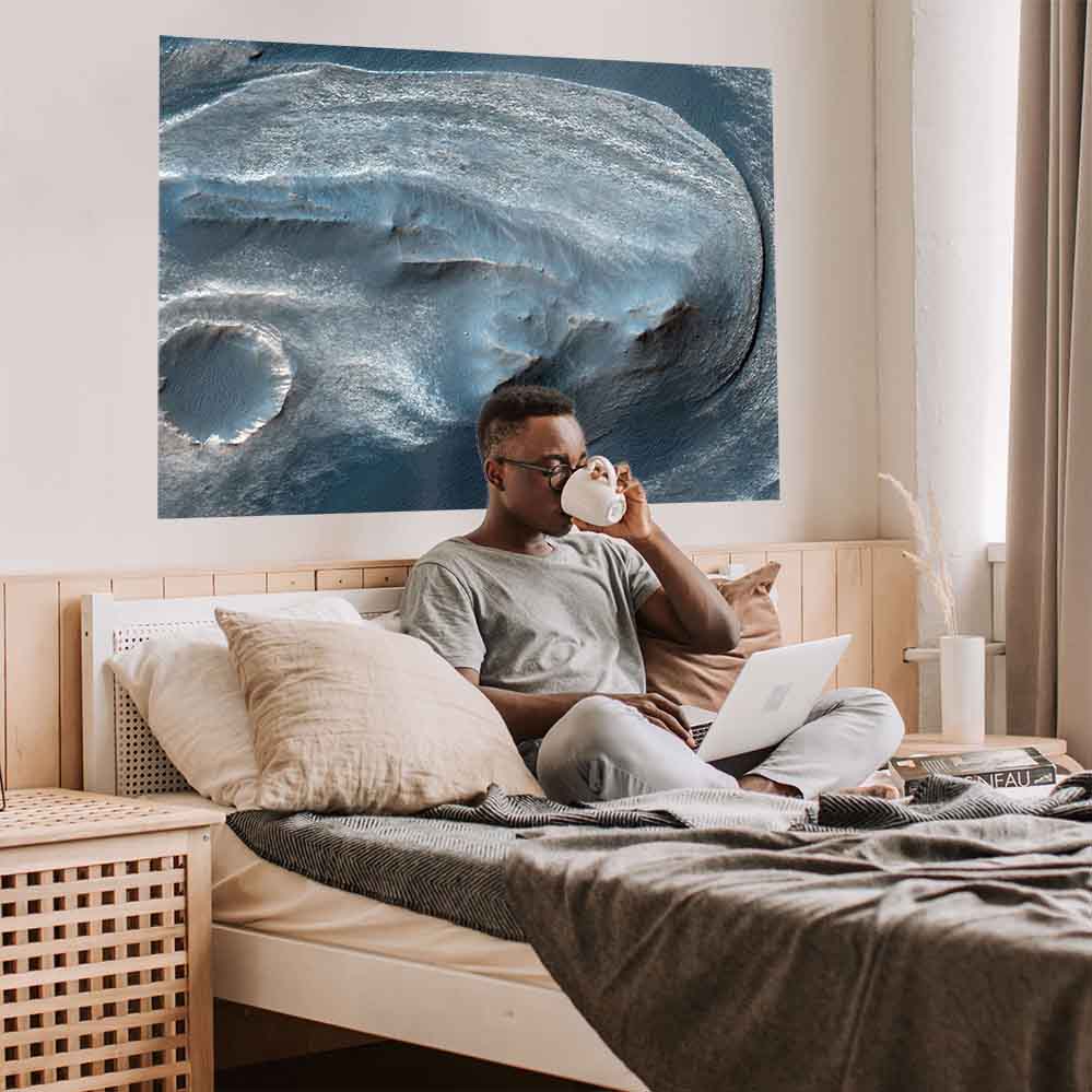 36x48 inch Cratered Surface of Mars Decal Installed in Bedroom