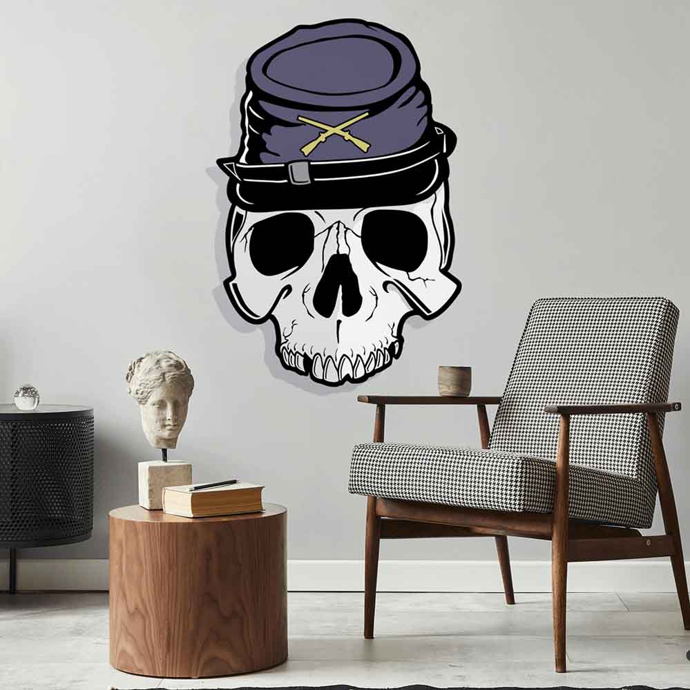 32.5x48 inch Yankee Skull Wall Decal Installed by Chair