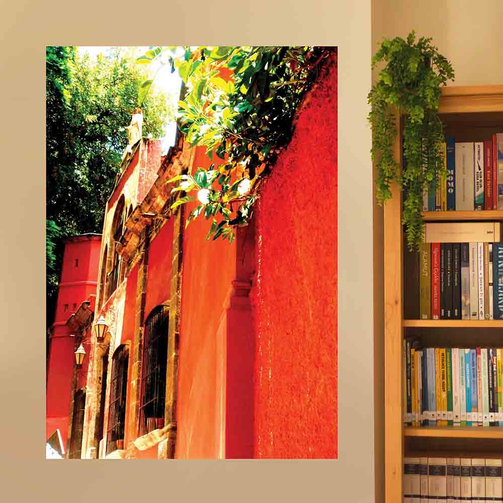 34x48 inch Mexican Bright Architecture Decal Installed Next to Bookcase