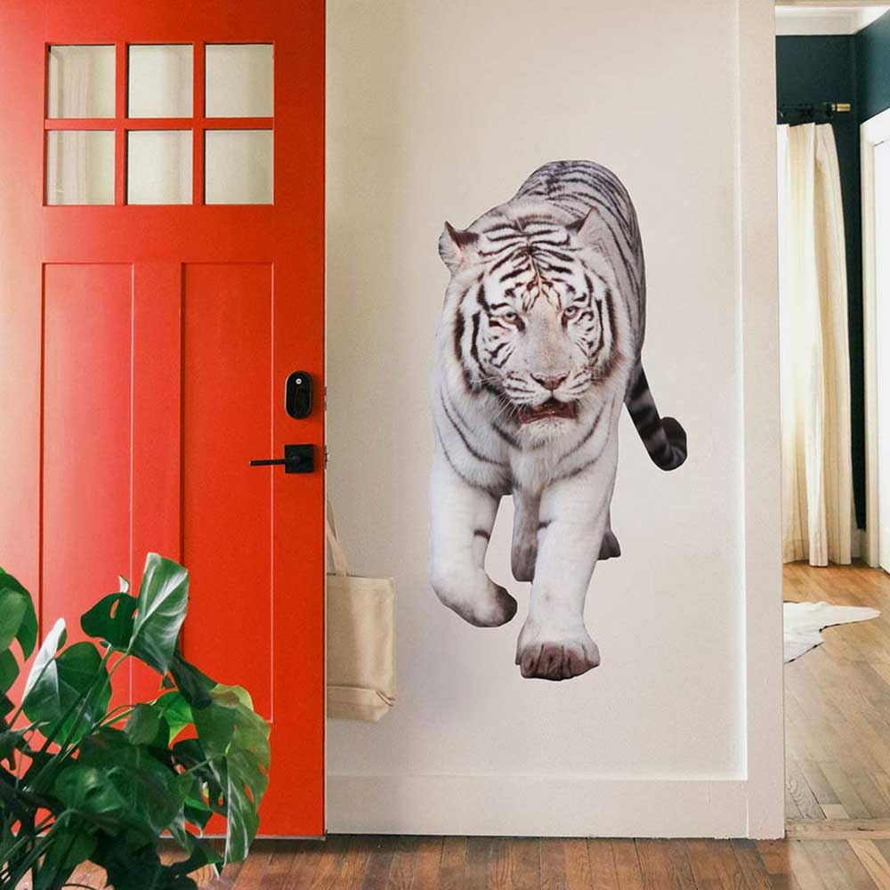 48 inch White Tiger Die-Cut Decal Installed in Foyer