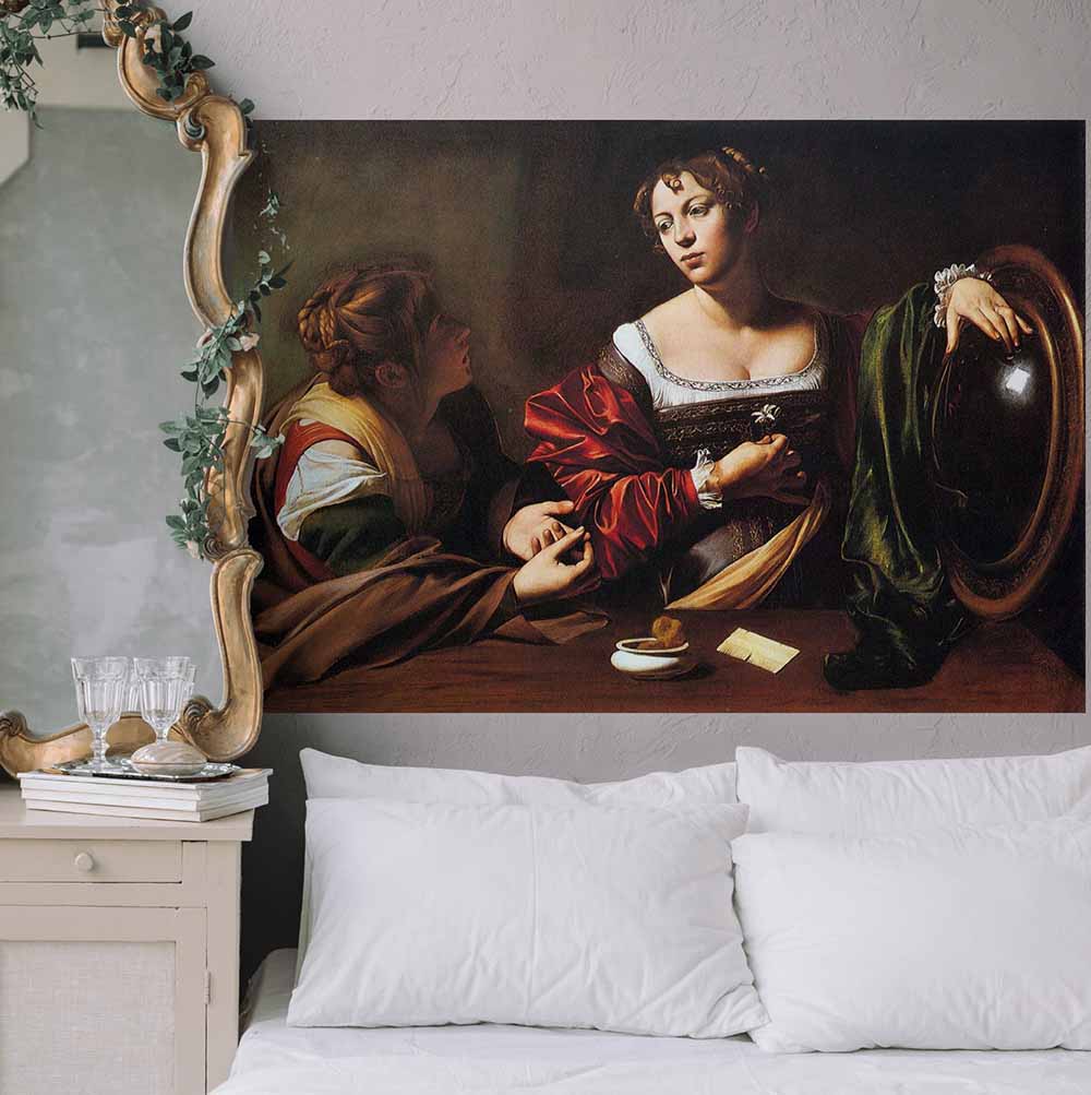 33.5x48 inch Martha & Mary Magdalene Poster Displayed Above bed