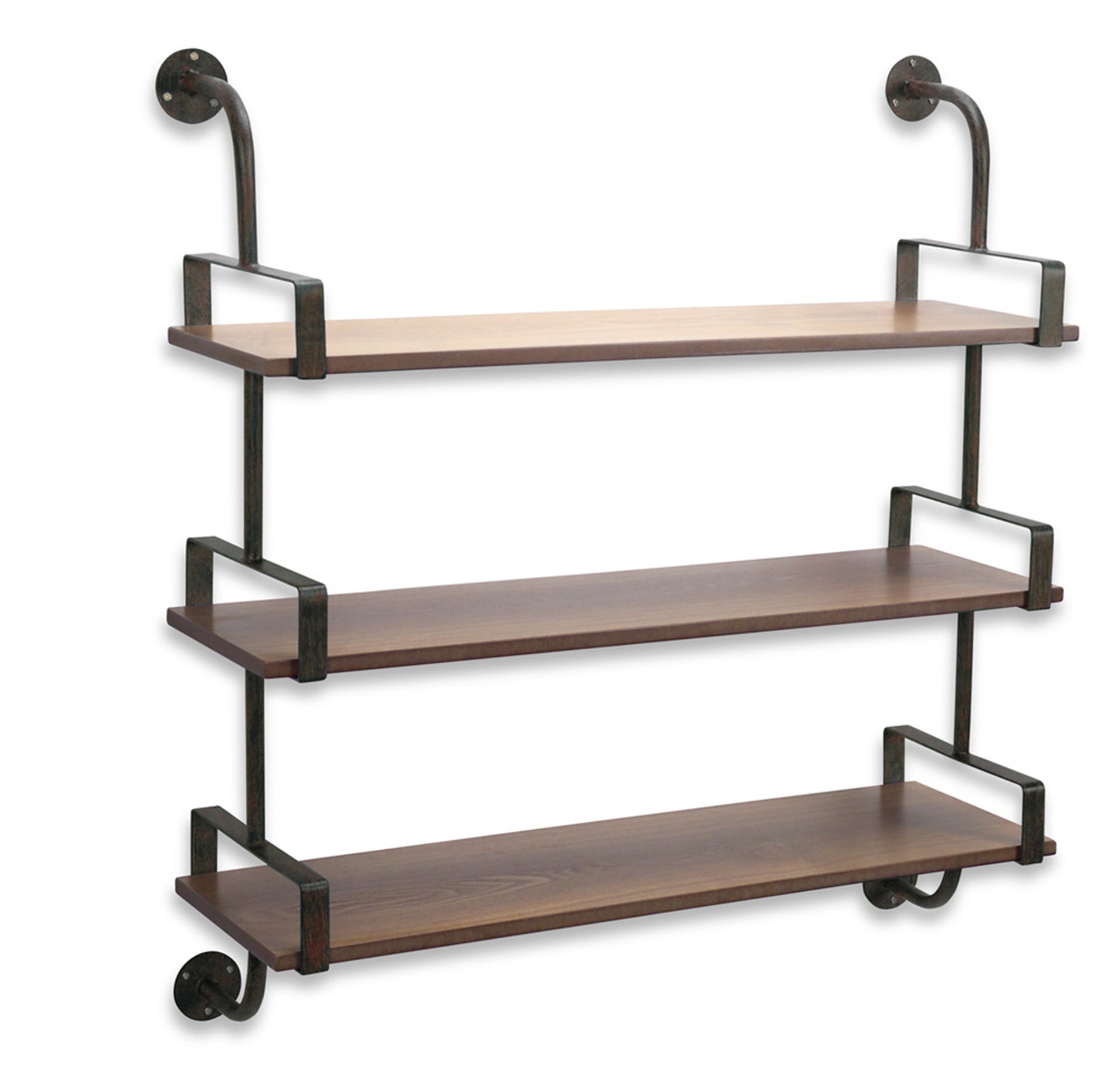 3 Tier Black & Brown Wall Shelf | 31.5