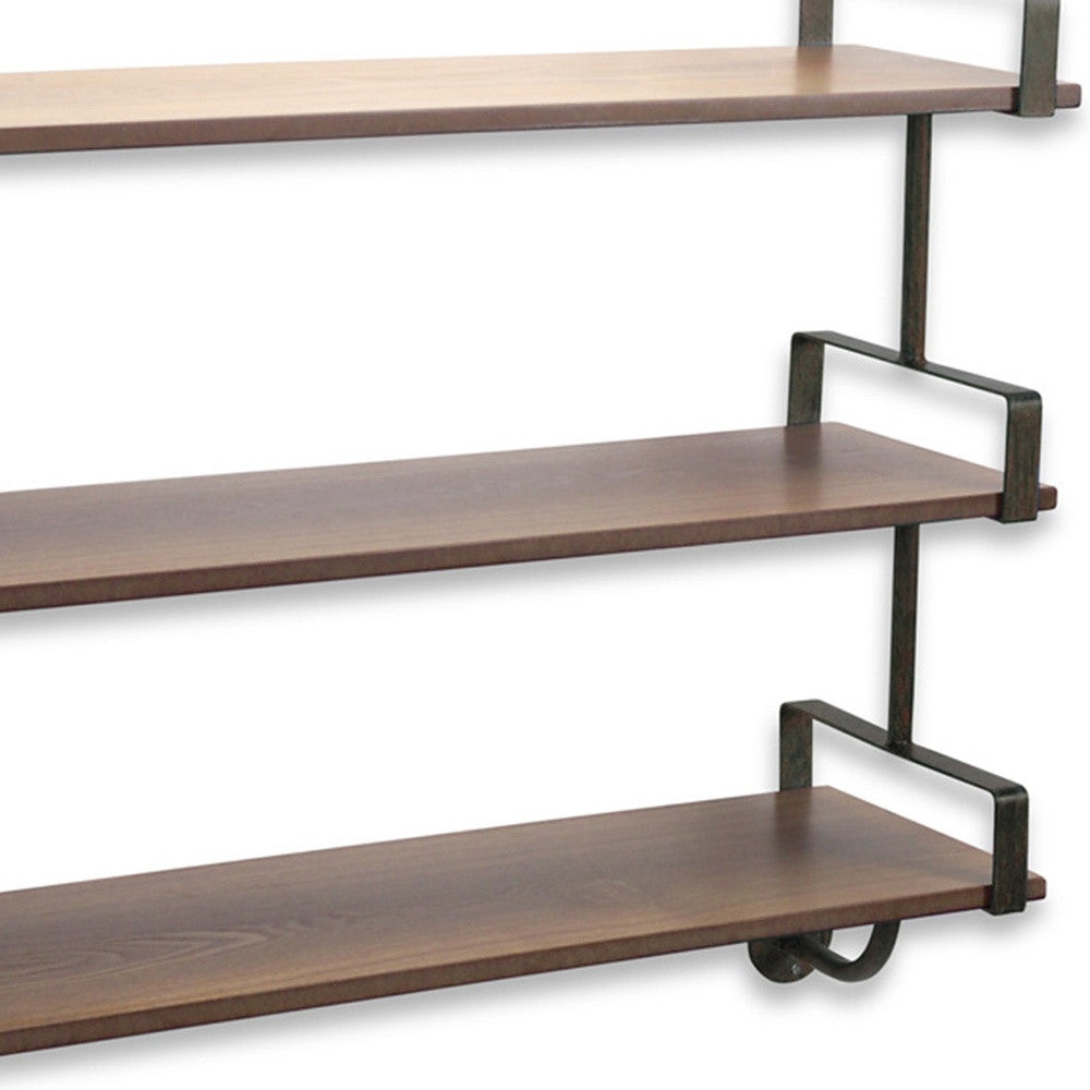 3 Tier Black & Brown Wall Shelf | 31.5