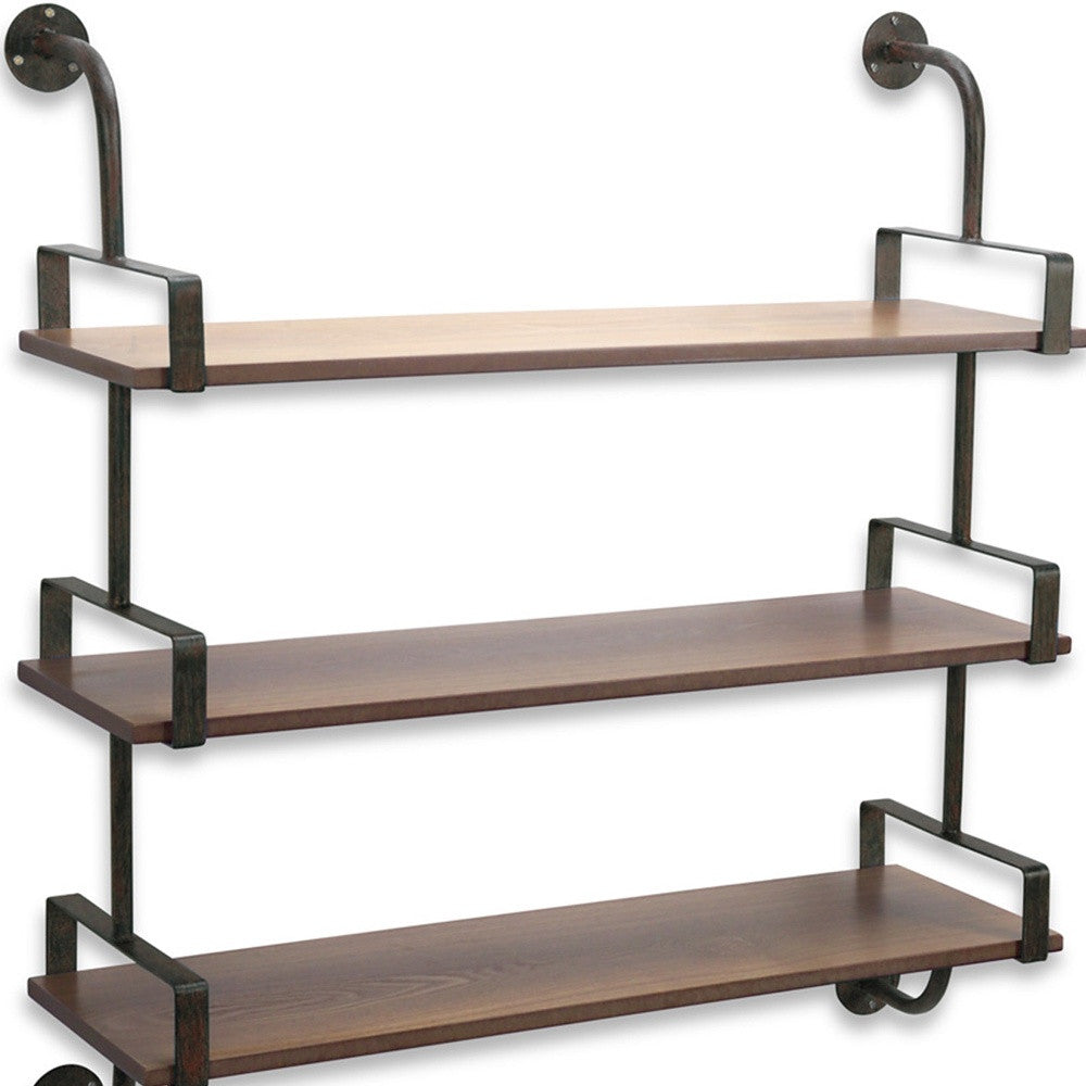 3 Tier Black & Brown Wall Shelf | 31.5