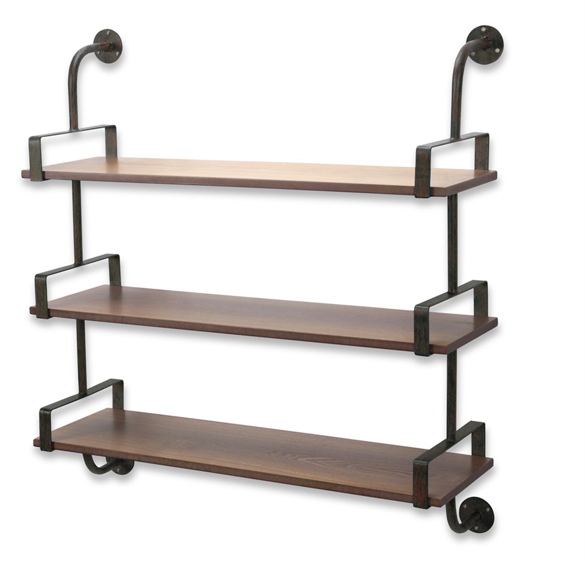 3 Tier Black & Brown Wall Shelf | 31.5