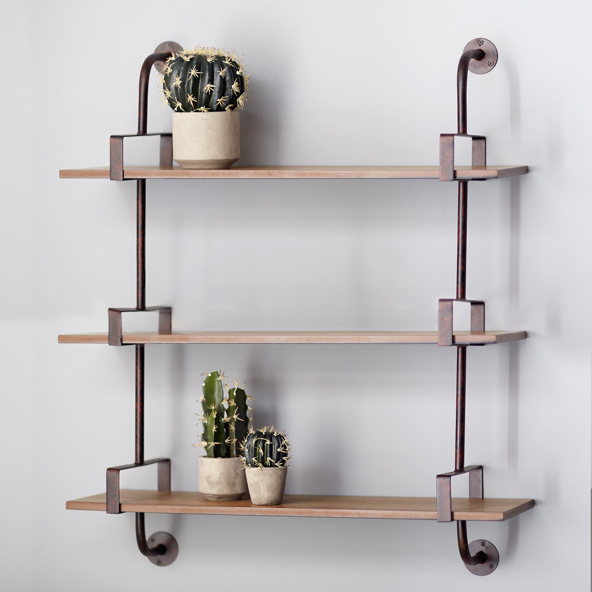 3 Tier Black & Brown Wall Shelf | 31.5