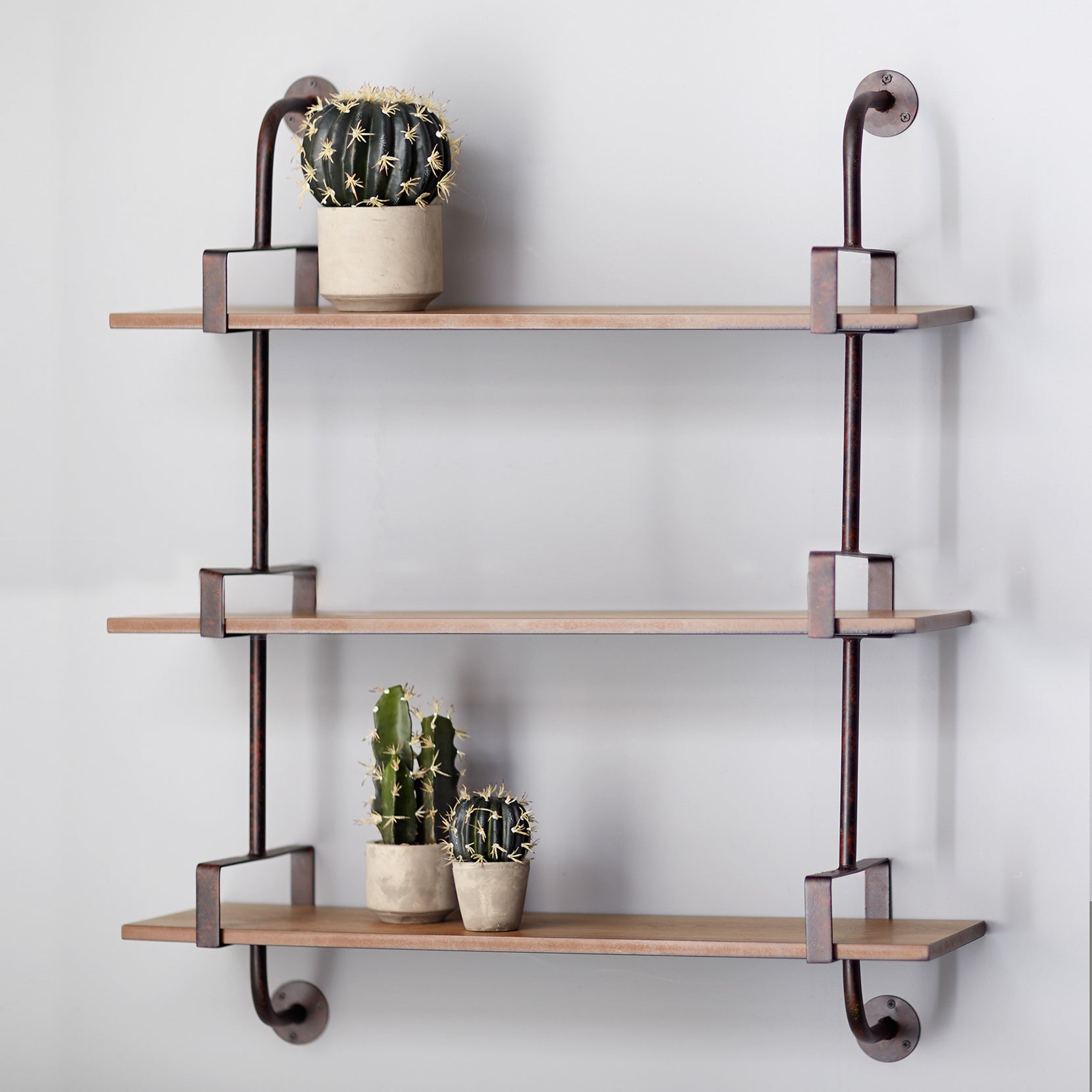 3 Tier Black & Brown Wall Shelf | 31.5