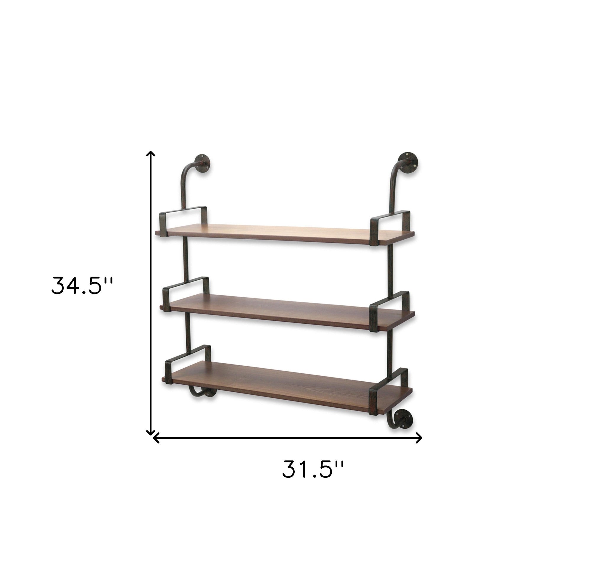 3 Tier Black & Brown Wall Shelf | 31.5