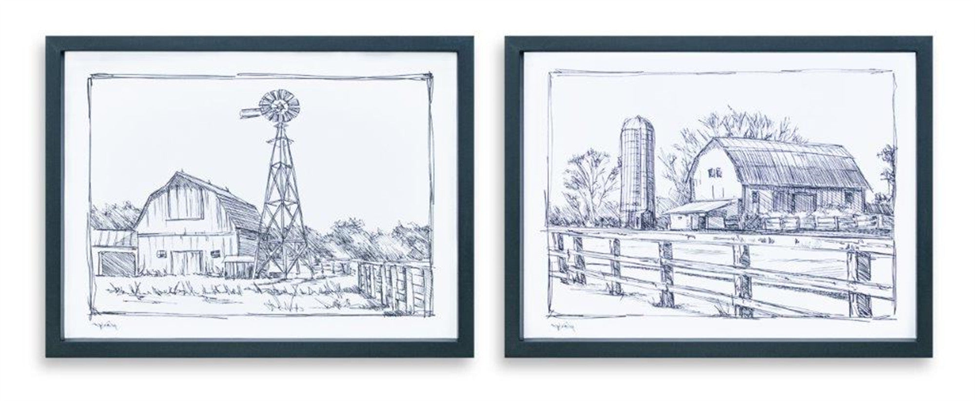 Set Of Two Black & White Farm Art Wall Decor | Each 12