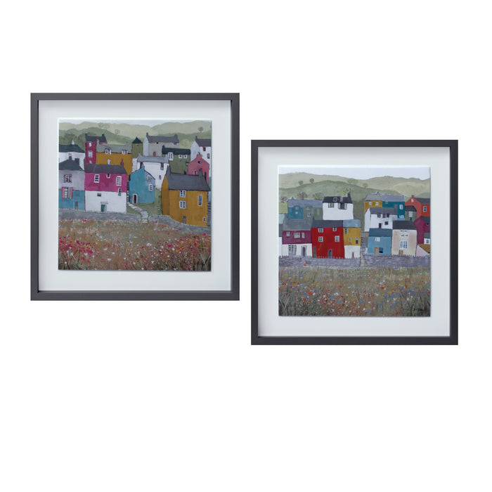 Set Of Two Acrylic House Framed Wall Art | Each 15.5"x15.5"